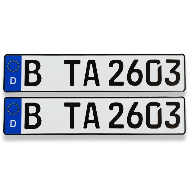 TA TradeArea 2 DIN-zertifiziertes Kfz-Kennzeichen in der Standard-Größe 520x110 mm passend für alle Deutschen Fahrzeuge von TA TradeArea
