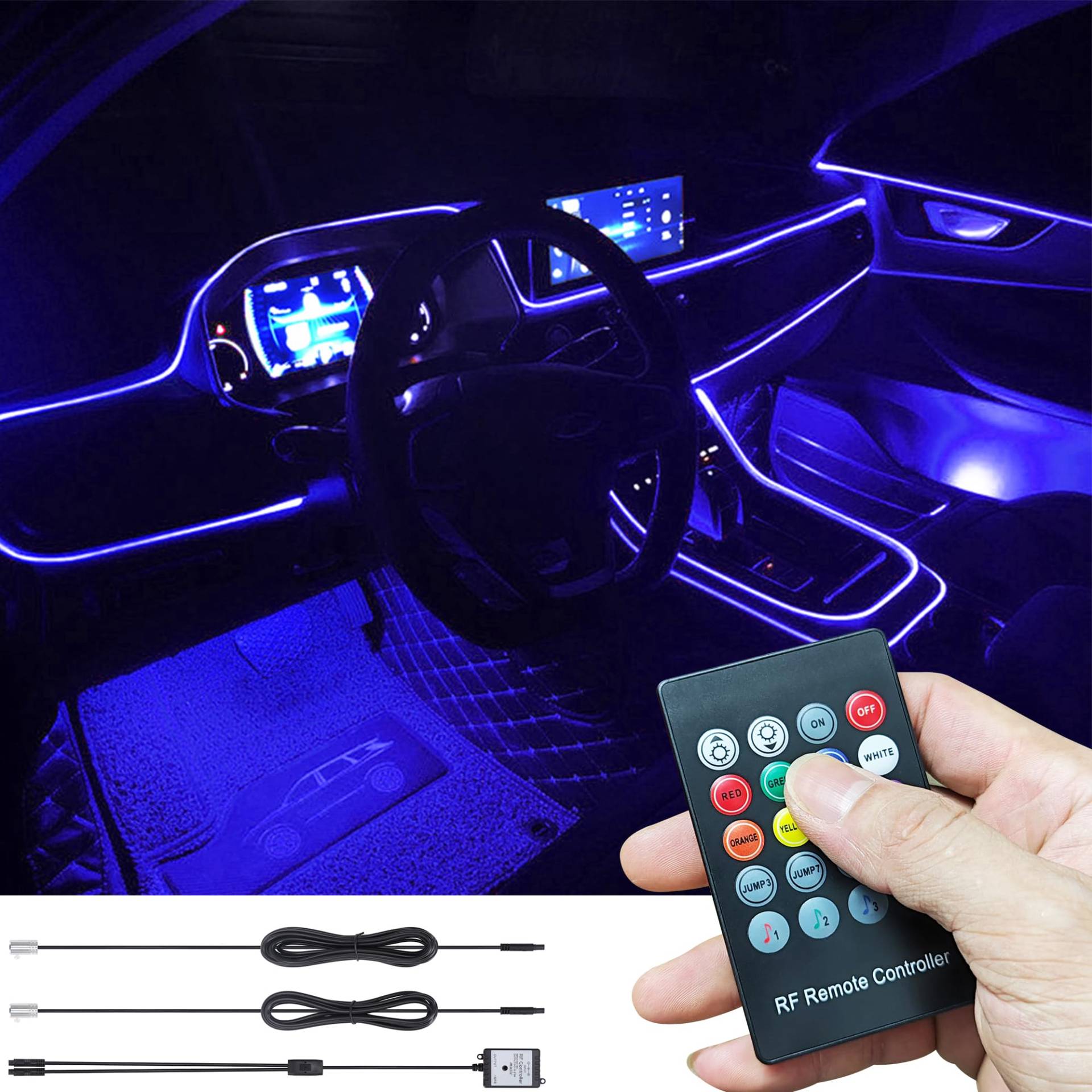 TABEN Auto Umgebungslicht RGB Fernbedienung Dekorative Lampe DIY Refit Flexibles Glasfaserrohr 8 Farben Innenbeleuchtung Atmosphärenlicht 1W DC 12V 3m TABEN Auto Umgebungslicht RGB Fernbedienung Dekorative Lampe DIY Refit Flexibles Glasfaserrohr 8 Farben Innenbeleuchtung Atmosphärenlicht 1W DC 12V 3m von TABEN