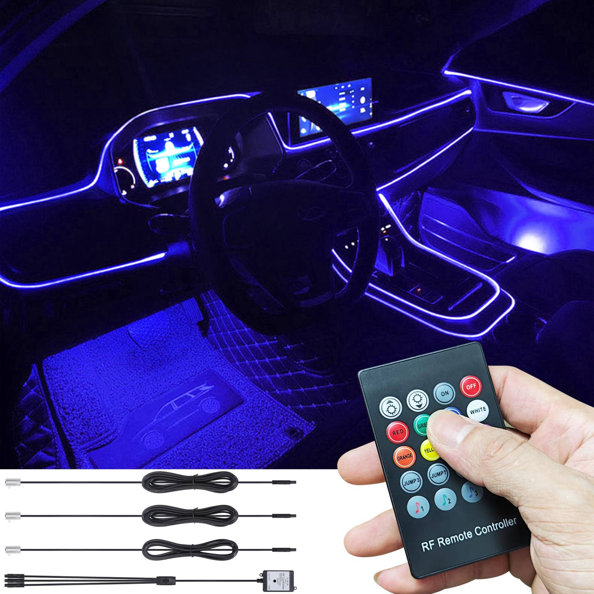 TABEN Auto Umgebungslicht RGB Fernbedienung Dekorative Lampe DIY Refit Flexibles Glasfaserrohr 8 Farben Innenbeleuchtung Atmosphärenlicht 1W DC 12V 4m TABEN Auto Umgebungslicht RGB Fernbedienung Dekorative Lampe DIY Refit Flexibles Glasfaserrohr 8 Farben Innenbeleuchtung Atmosphärenlicht 1W DC 12V 4m von TABEN