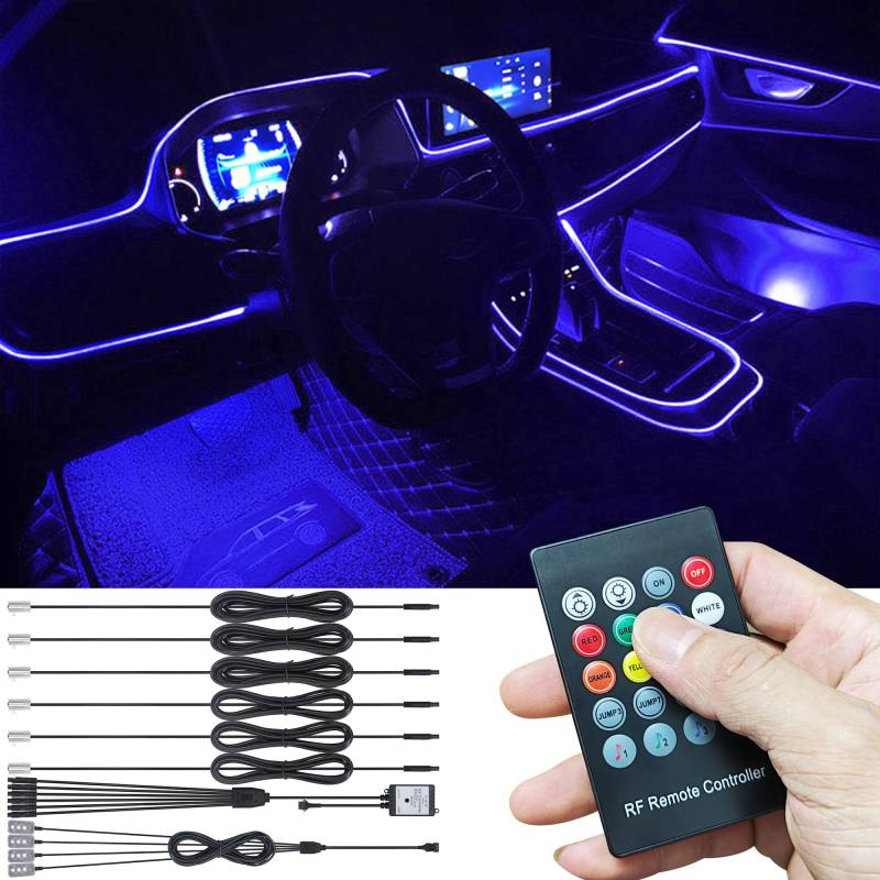 TABEN Auto Umgebungslicht RGB Fernbedienung Dekorative Licht Lampe DIY Refit Flexible Glasfaser Rohr 64 Farben Innenfußraum Beleuchtung Atmosphäre Licht 1W DC 12V 8m von TABEN