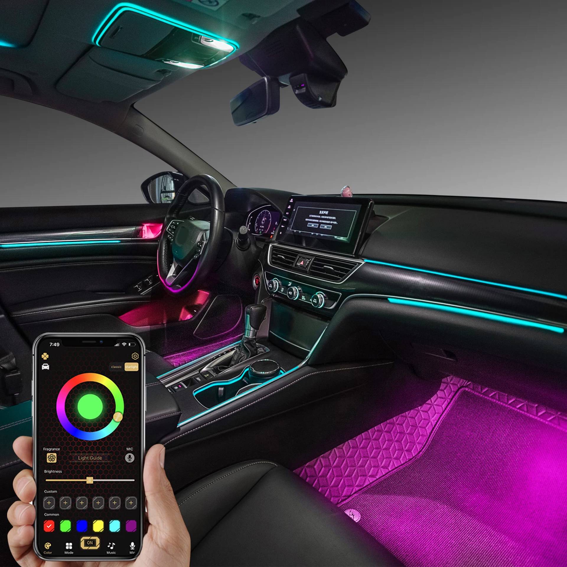 TABEN Digital RGB Auto Umgebungsbeleuchtung Kit 1.1mm Lichtleiste Upgrade DREI Zone Farbänderung App + RF Remote + Touch + Taste Steuerung, 16,7 Millionen Farben Musiksynchronisation Drahtlose Module TABEN Digital RGB Auto Umgebungsbeleuchtung Kit 1.1mm Lichtleiste Upgrade DREI Zone Farbänderung App + RF Remote + Touch + Taste Steuerung, 16,7 Millionen Farben Musiksynchronisation Drahtlose Module von TABEN