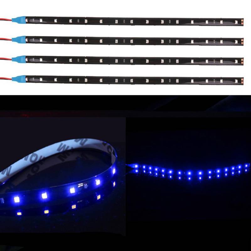 TABEN LED-Lichtleiste für Auto, Motorrad, 30 cm, wasserdicht, flexibel, Blau, 1210–15SMD, 4 Stück von TABEN