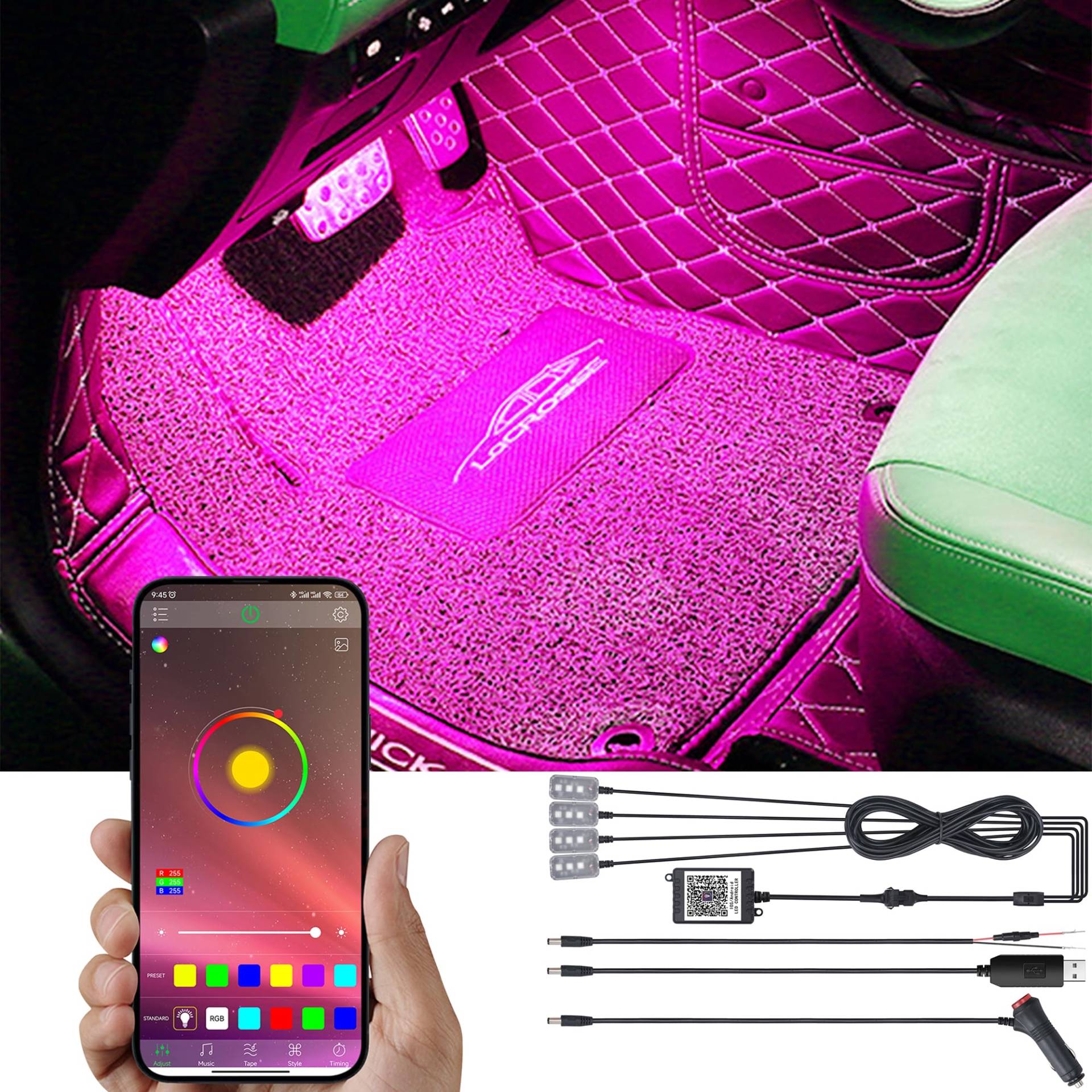 TABEN Umgebungslicht APP Steuerung Auto Atmosphäre Licht Lampe DIY Refit 64 Farben Innenfußraumbeleuchtung Dekoratives Licht 1W DC 12V TABEN Umgebungslicht APP Steuerung Auto Atmosphäre Licht Lampe DIY Refit 64 Farben Innenfußraumbeleuchtung Dekoratives Licht 1W DC 12V von TABEN