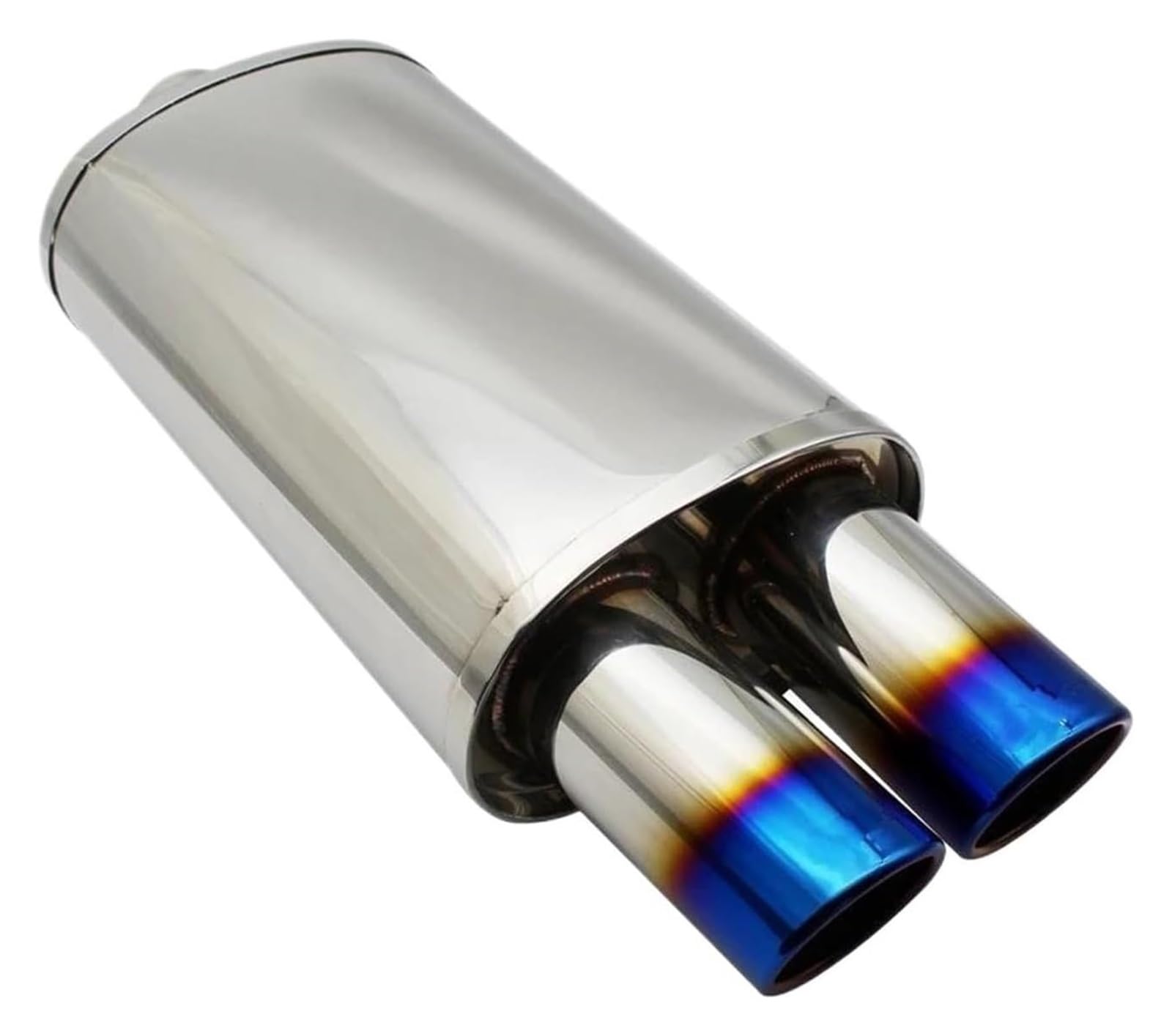 Auspuffspitzen Auspuffanlagen Universal-Schalldämpferrohr Poliert Gebrannt Blau-silberner Schalldämpfer Doppelter Export 63-mm-Auspuffendrohr(Blue 63MM) von TAFASVCVMK