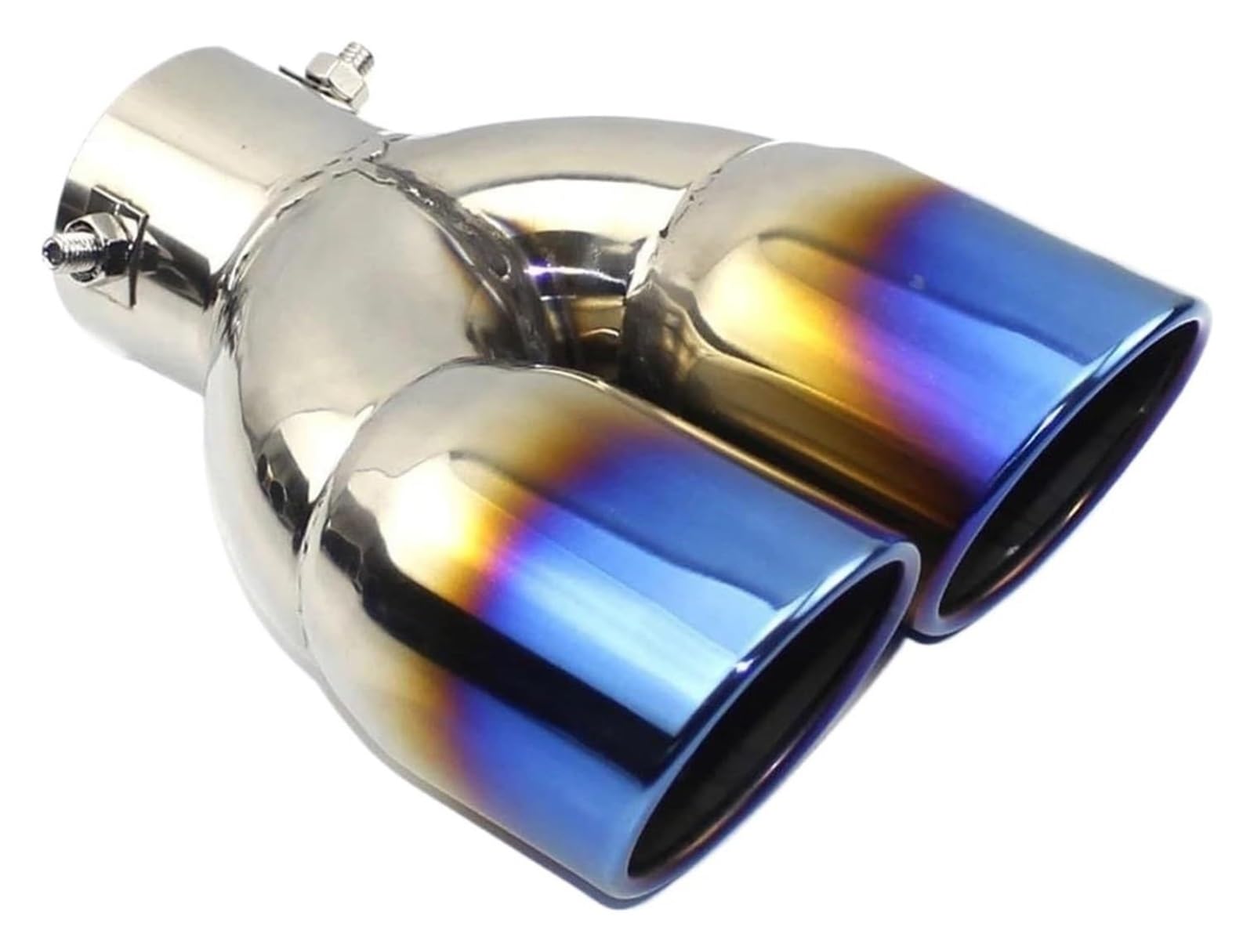 Auspuffspitzen Auspuffrohr Schalldämpfer Endrohr Düse Ende Auto Universal Quadratisches Ende Ein Wechsel Zwei Doppel 60 MM 75 MM Auspuffendrohr(B straight blue 60MM) von TAFASVCVMK