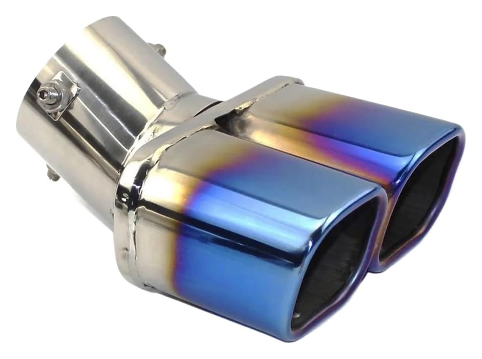 Auspuffspitzen Auspuffrohr Schalldämpfer Endrohr Düse Ende Auto Universal Quadratisches Ende Ein Wechsel Zwei Doppel 60 MM 75 MM Auspuffendrohr(Bending blue 75MM) von TAFASVCVMK