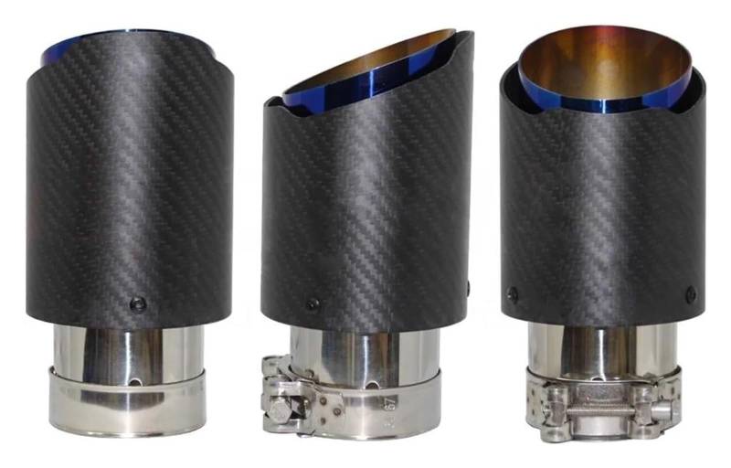 Auspuffspitzen Auto Matt Blau Carbon Auspuffanlage Schalldämpfer Rohrspitze Gerade Universal Edelstahl Schalldämpfer Dekorationen Auspuffendrohr von TAFASVCVMK