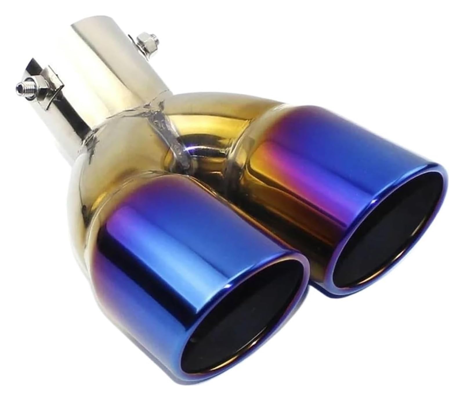 Auspuffspitzen Auto Universal Quadratisches Ende Eine Änderung Zwei Doppel 60 MM 75 MM Auspuffrohr Schalldämpfer Endrohr Düse Ende Auspuff Endrohr(Blue bend 75mm) von TAFASVCVMK