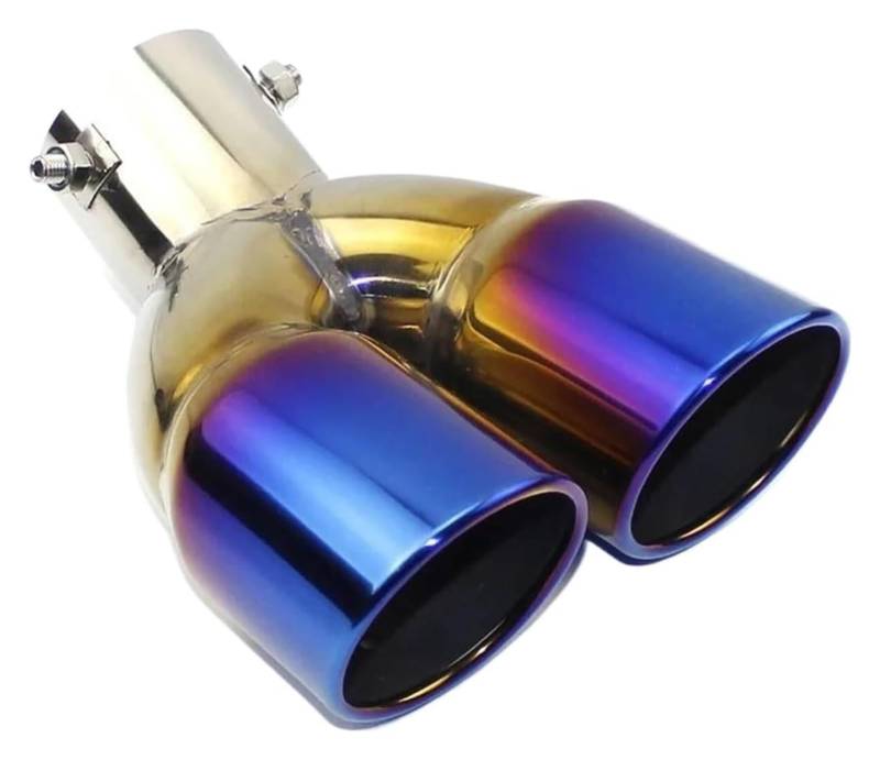Auspuffspitzen Auto Universal Quadratisches Ende Eine Änderung Zwei Doppel 60 MM 75 MM Auspuffrohr Schalldämpfer Endrohr Düse Ende Auspuff Endrohr(Blue bend 75mm) von TAFASVCVMK