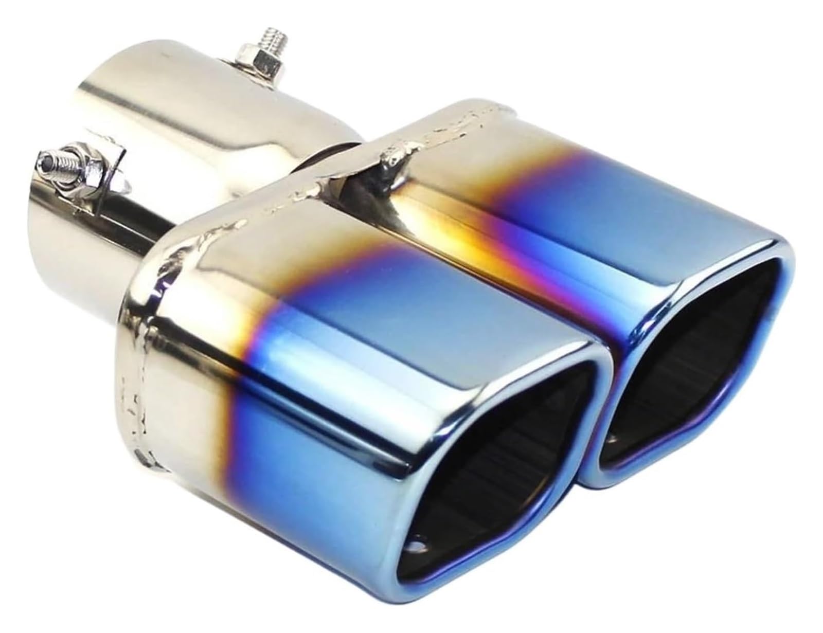 Auspuffspitzen Auto Universal Quadratisches Ende Eine Änderung Zwei Doppel 60 MM 75 MM Auspuffrohr Schalldämpfer Endrohr Düse Ende Auspuff Endrohr(Straight blue 75MM) von TAFASVCVMK