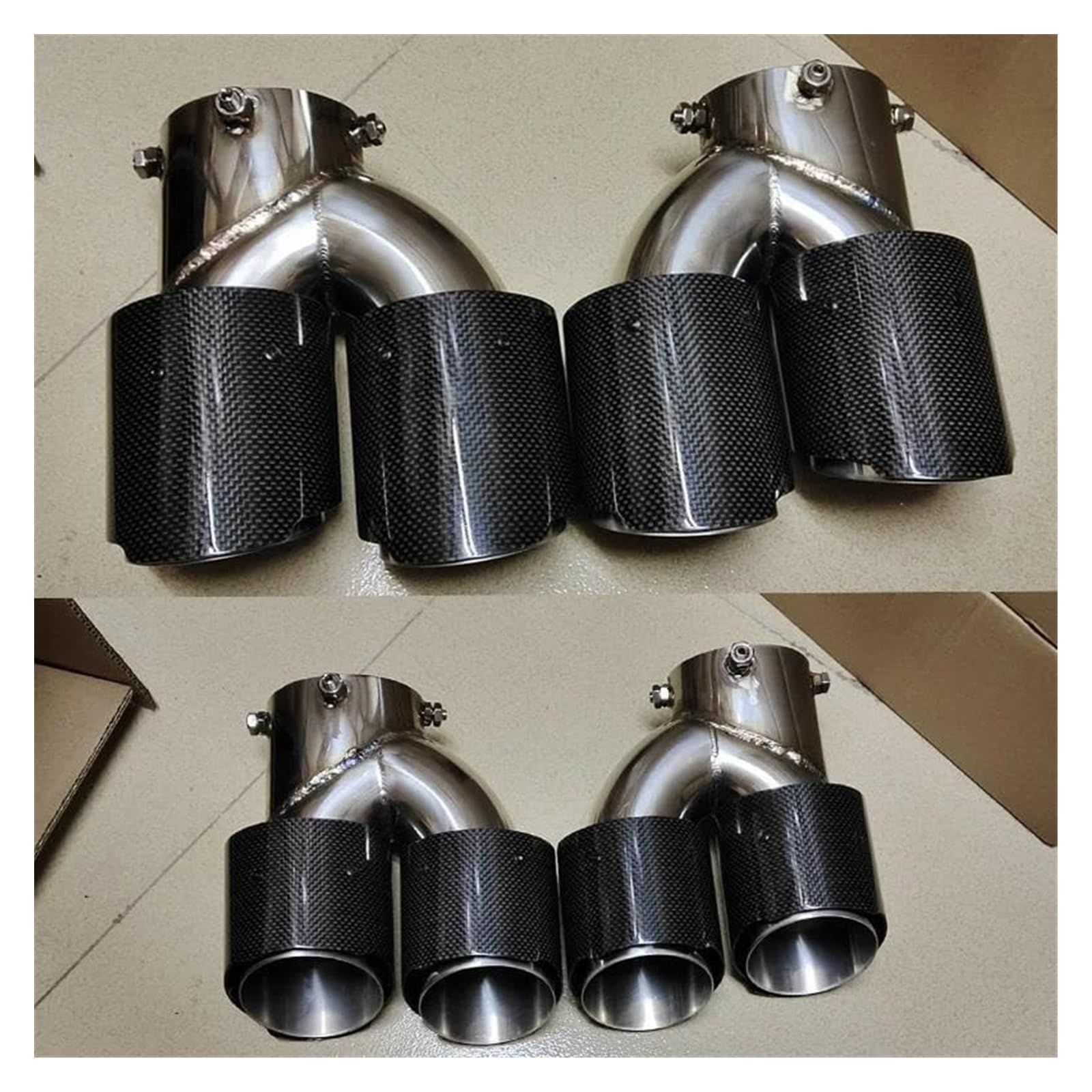 Auspuffspitzen Für B&MW G22 G23 G26 M440i 2021 2022 2023 Dual-Auspuffrohr Schalldämpferspitze Abgasanlage Düse Endrohr Auto Quad-Auspuffspitze(Carbon Fiber E) von TAFASVCVMK