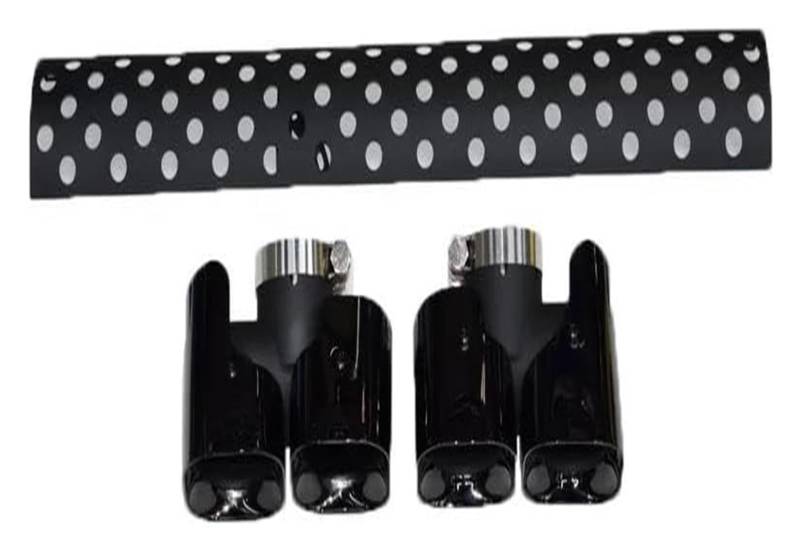 Auspuffspitzen Für Land Für Rover Für Defender 90 110 2020-2022 Edelstahl Vier Outlet Rechteck Schalldämpfer Spitze Hinten Auspuff Endrohr(Black.Mesh2.0T) von TAFASVCVMK