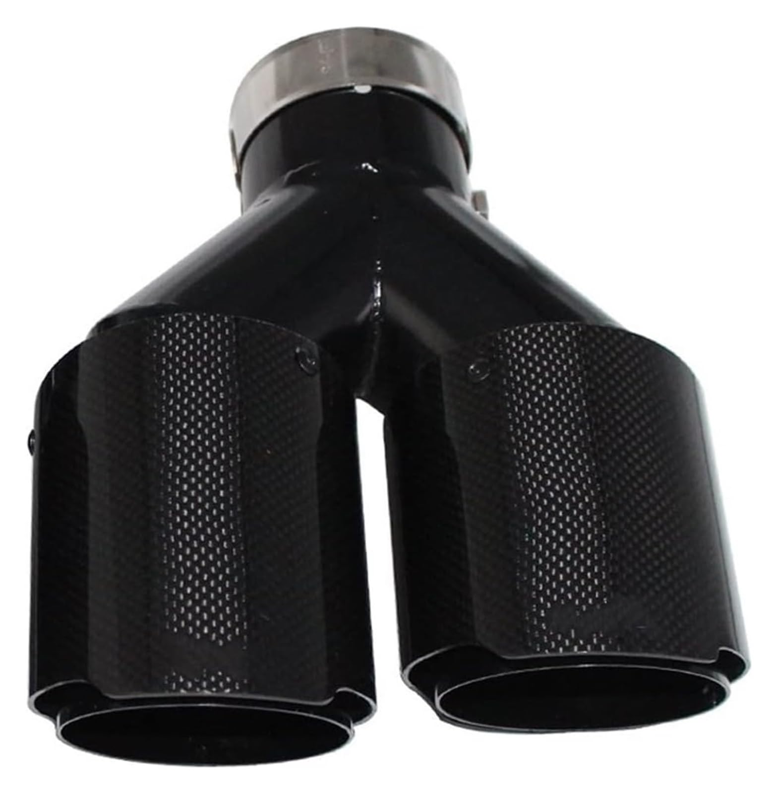 Auspuffspitzen Universal Auto Carbon Fiber Glänzend Schalldämpfer Spitze Y Form Doppel Ausgang Auspuffrohr Schalldämpfer Düse Dekoration Endrohr(Right 51mm-101mm) von TAFASVCVMK