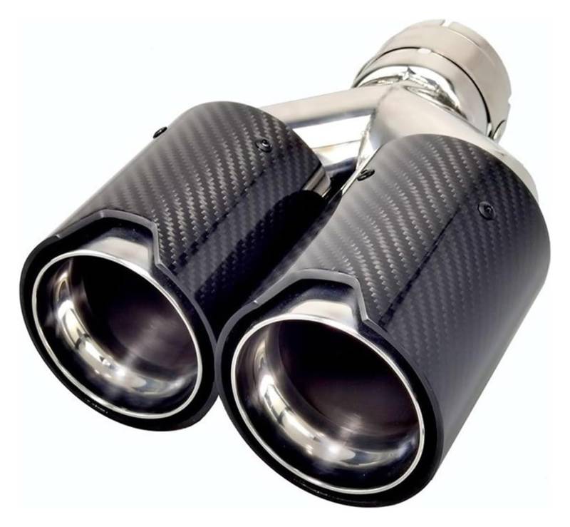Auspuffspitzen Universal Silber Auto Schalldämpfer Spitze Y Form Doppel Ausgang Auspuffrohr Schalldämpfer Düse Dekoration(Left -Inlet 67mm) von TAFASVCVMK
