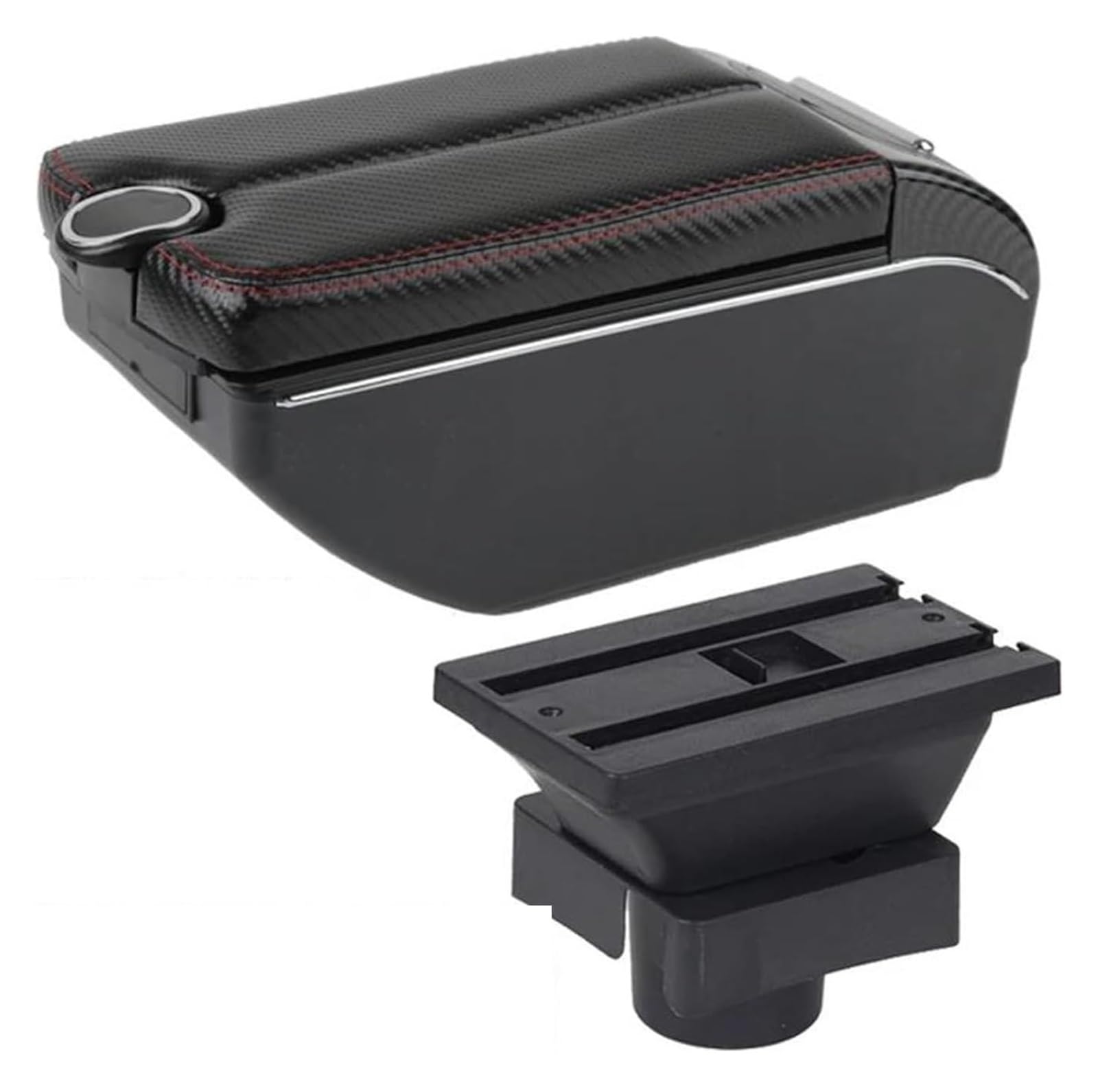 Mittelkonsole Aufbewahrungsbox Für C4 2004-2010 Armlehnenbox Kohlefaser Zentralspeicher Inhalt Box Mittelarmlehne Konsole(D Red line 7 USB) von TAFASVCVMK