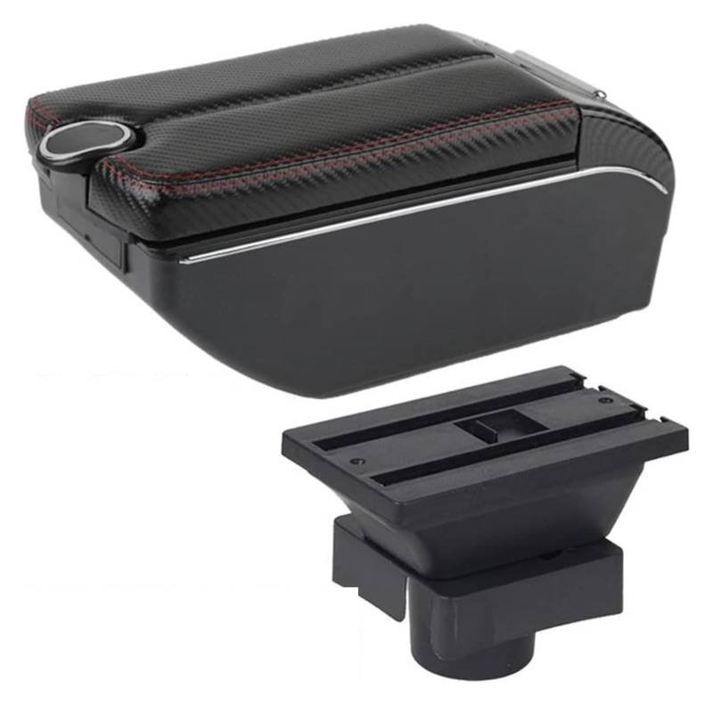 Mittelkonsole Aufbewahrungsbox Für C4 2004-2010 Armlehnenbox Kohlefaser Zentralspeicher Inhalt Box Mittelarmlehne Konsole(D Red line 7 USB) von TAFASVCVMK