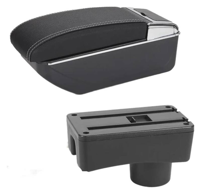 Mittelkonsole Aufbewahrungsbox Für Eco Für Sport 2018-2021 Armlehne Box Innen Retrofit Center Storage Box Konsole Center Arm Rest Konsole(D3 Black white NoUSB) von TAFASVCVMK