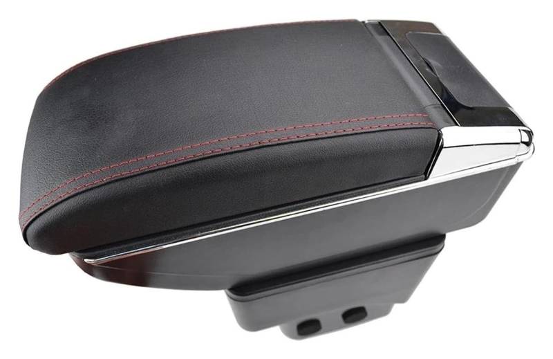 Mittelkonsole Aufbewahrungsbox Für Ecosport 2012-2017 Dual Layer Armlehne Für Rest Center Console Storage Box Tray Center Arm Rest Console(Red Thread) von TAFASVCVMK
