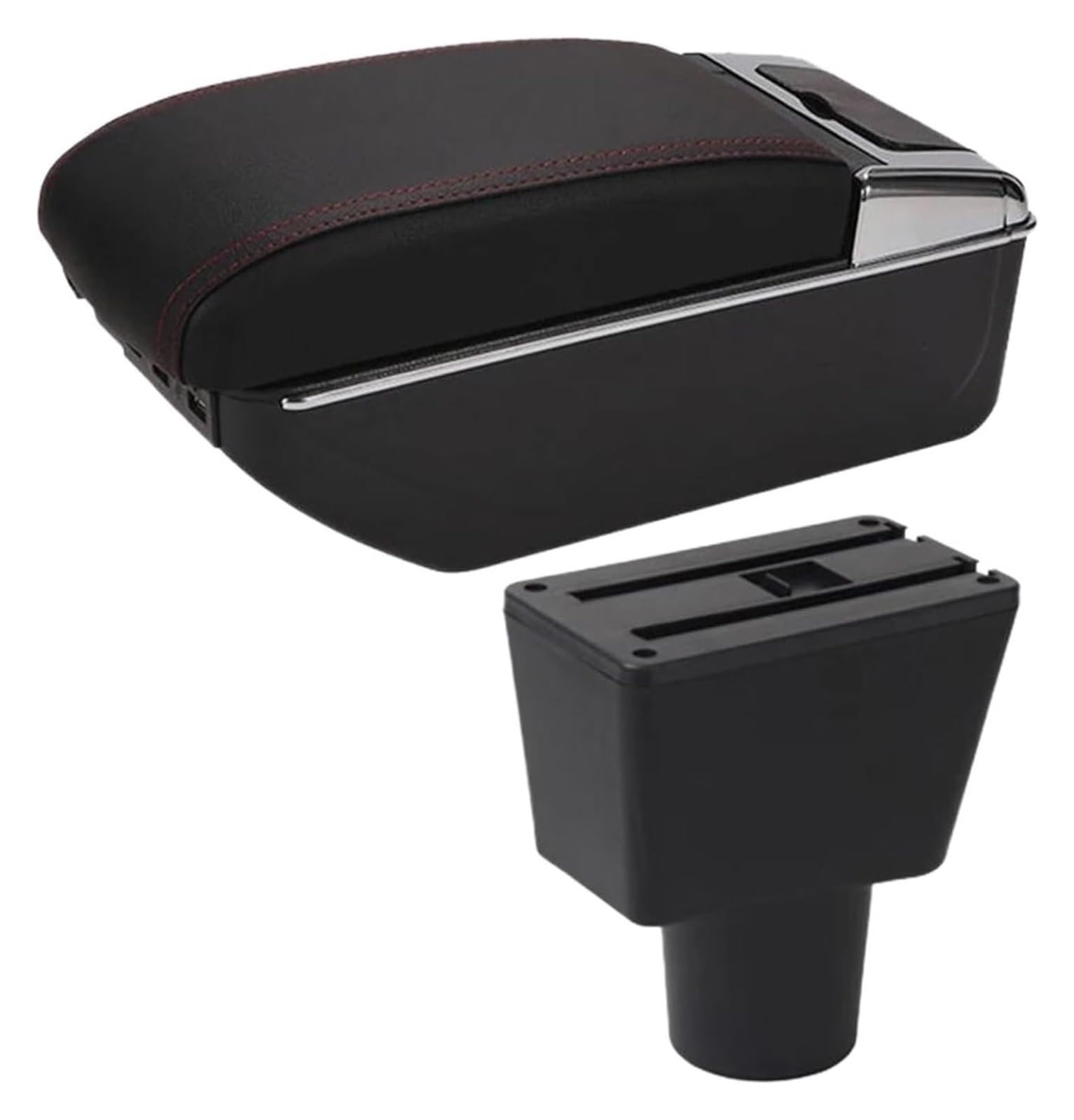 Mittelkonsole Aufbewahrungsbox Für Hyundai I10 2021 Armlehne Box Auto Armlehne Innen Teile Zentrum Speicher Box Center Arm Rest Konsole(D Red line 7USB) von TAFASVCVMK