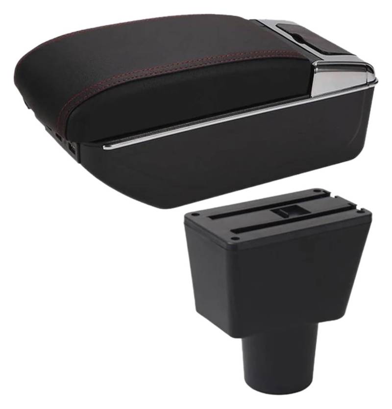Mittelkonsole Aufbewahrungsbox Für Hyundai I10 2021 Armlehne Box Auto Armlehne Innen Teile Zentrum Speicher Box Center Arm Rest Konsole(D Red line 7USB) von TAFASVCVMK