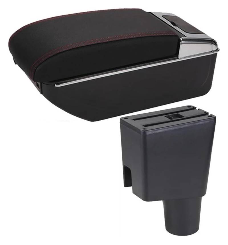 Mittelkonsole Aufbewahrungsbox Für Kicks 2016-2021 Armlehne Box Zentrale Konsole Lagerung Box Center Arm Rest Konsole(C Red line 7USB) von TAFASVCVMK