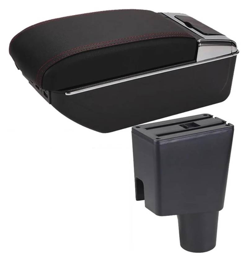 Mittelkonsole Aufbewahrungsbox Für Kicks 2016-2021 Armlehne Box Zentrale Konsole Lagerung Box Center Arm Rest Konsole(D Red line 7USB) von TAFASVCVMK