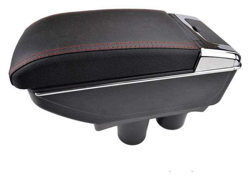 Mittelkonsole Aufbewahrungsbox Für P&eugeot 301 2012-2017 Center Center Console Tray Storage Box Dual Layer Armlehne Center Arm Rest Console(Red thread) von TAFASVCVMK