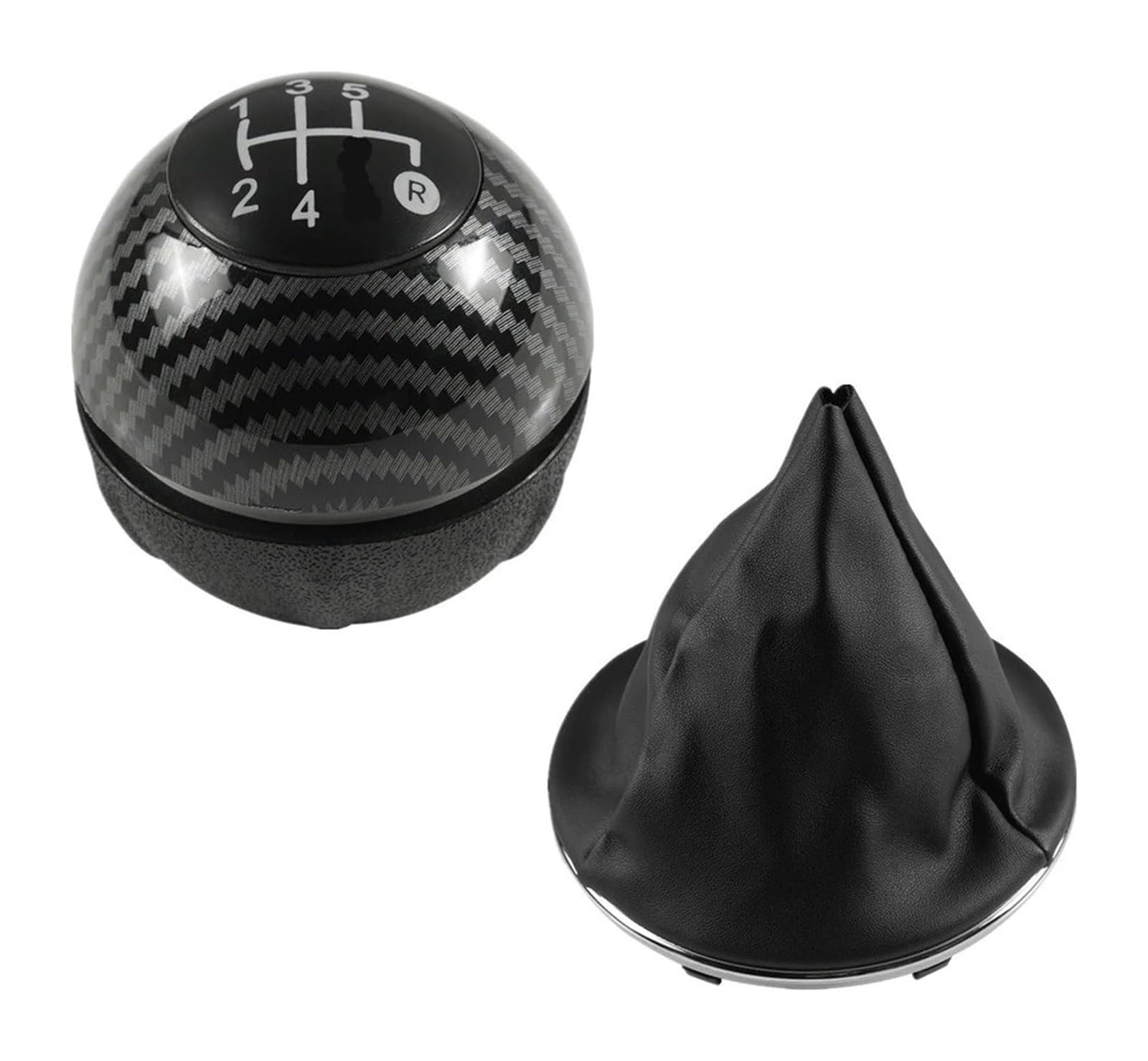 Schaltknauf Für Fiat 500 500C 2007-2018 5/6 Geschwindigkeit Auto Schaltknauf Hebel Kopf Handball Kappe(2pcs Carbon 5speed) von TAFASVCVMK