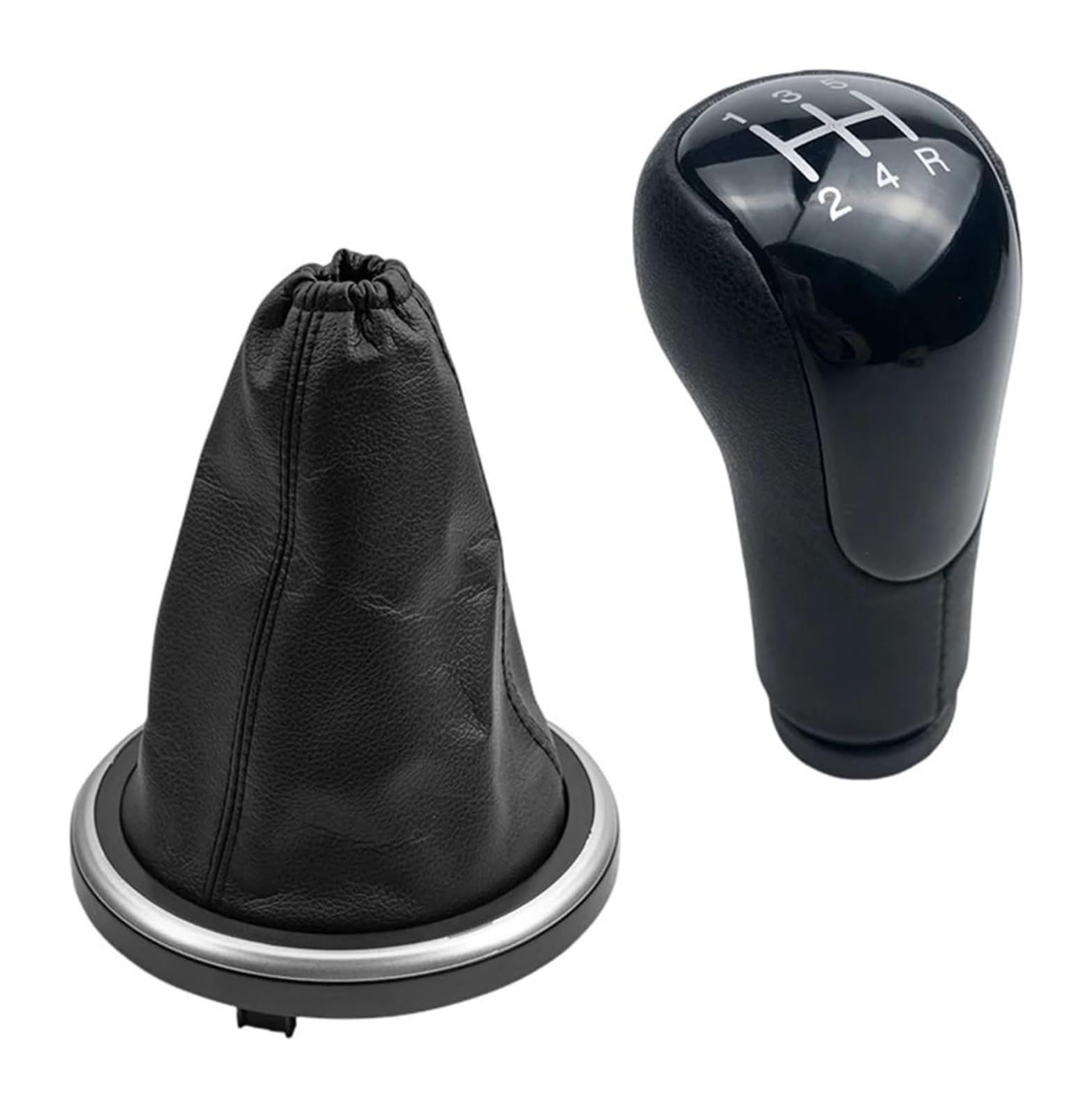 Schaltknauf Für Fiesta Für Fusion Für Transit Für Connect 2002 Leder Schaltknauf Schaltmanschette Kofferraumabdeckung Fallkappe Auto(5 Speed Black Case) von TAFASVCVMK