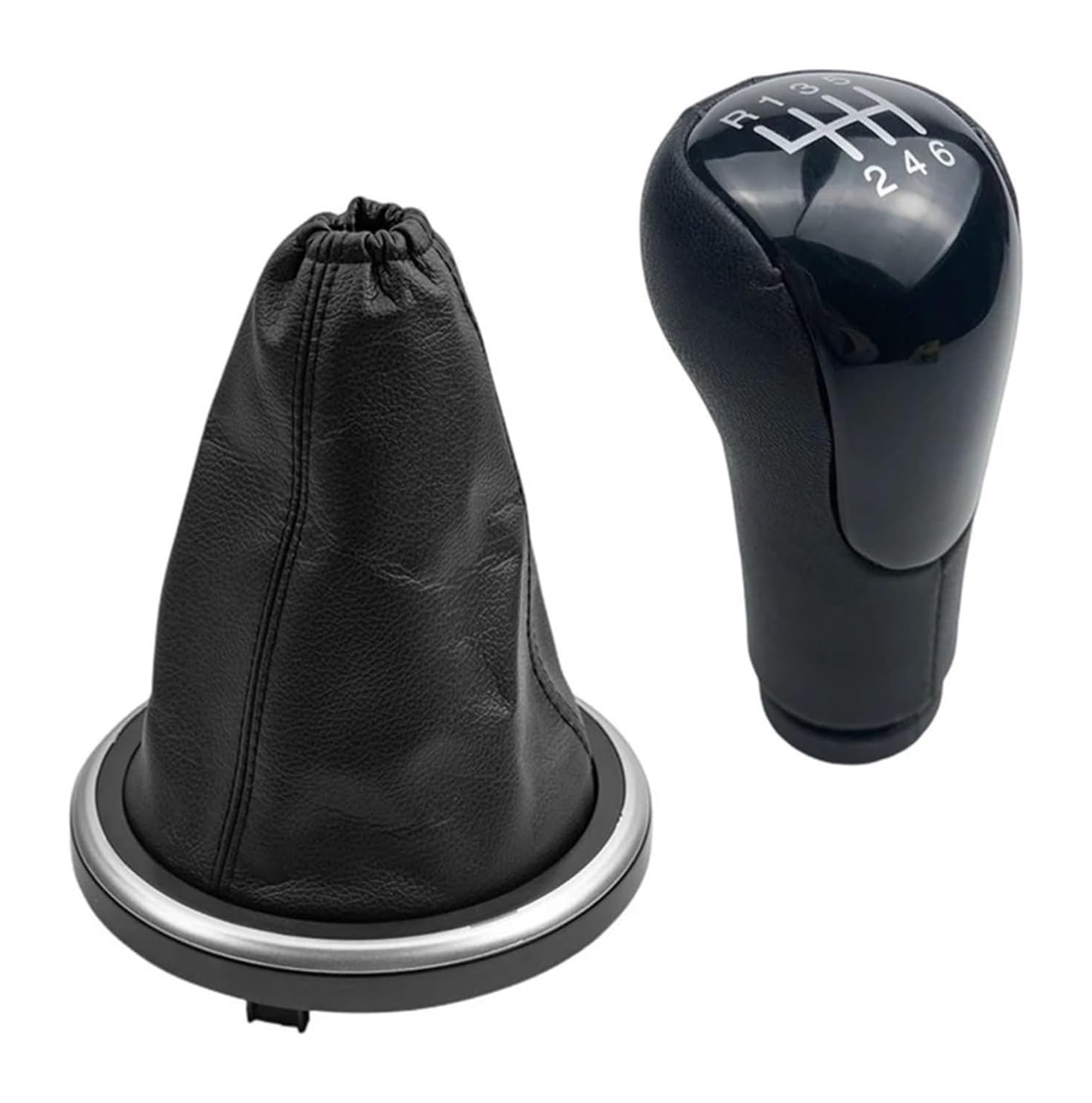 Schaltknauf Für Fiesta Für Fusion Für Transit Für Connect 2002 Leder Schaltknauf Schaltmanschette Kofferraumabdeckung Fallkappe Auto(6 Speed Black Case) von TAFASVCVMK