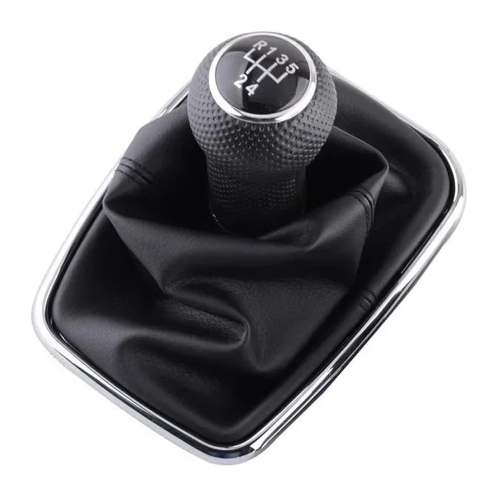 Schaltknauf Für VW Für G&olf 4 2003-2008 12mm 5/6 Geschwindigkeit Auto Schaltknauf Hebel Shifter Gaitor Boot Cap(Silver 5-speed) von TAFASVCVMK