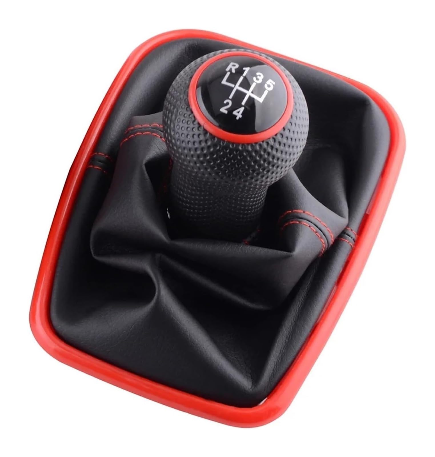 Schaltknauf Für VW Für Mk4 Für J&etta Für B&ORA 1999-2004 5 6-Gang-Schaltknauf Hebel Schalthebel Gaitor Boot PU-Lederkappe Auto(5 Speed Red) von TAFASVCVMK