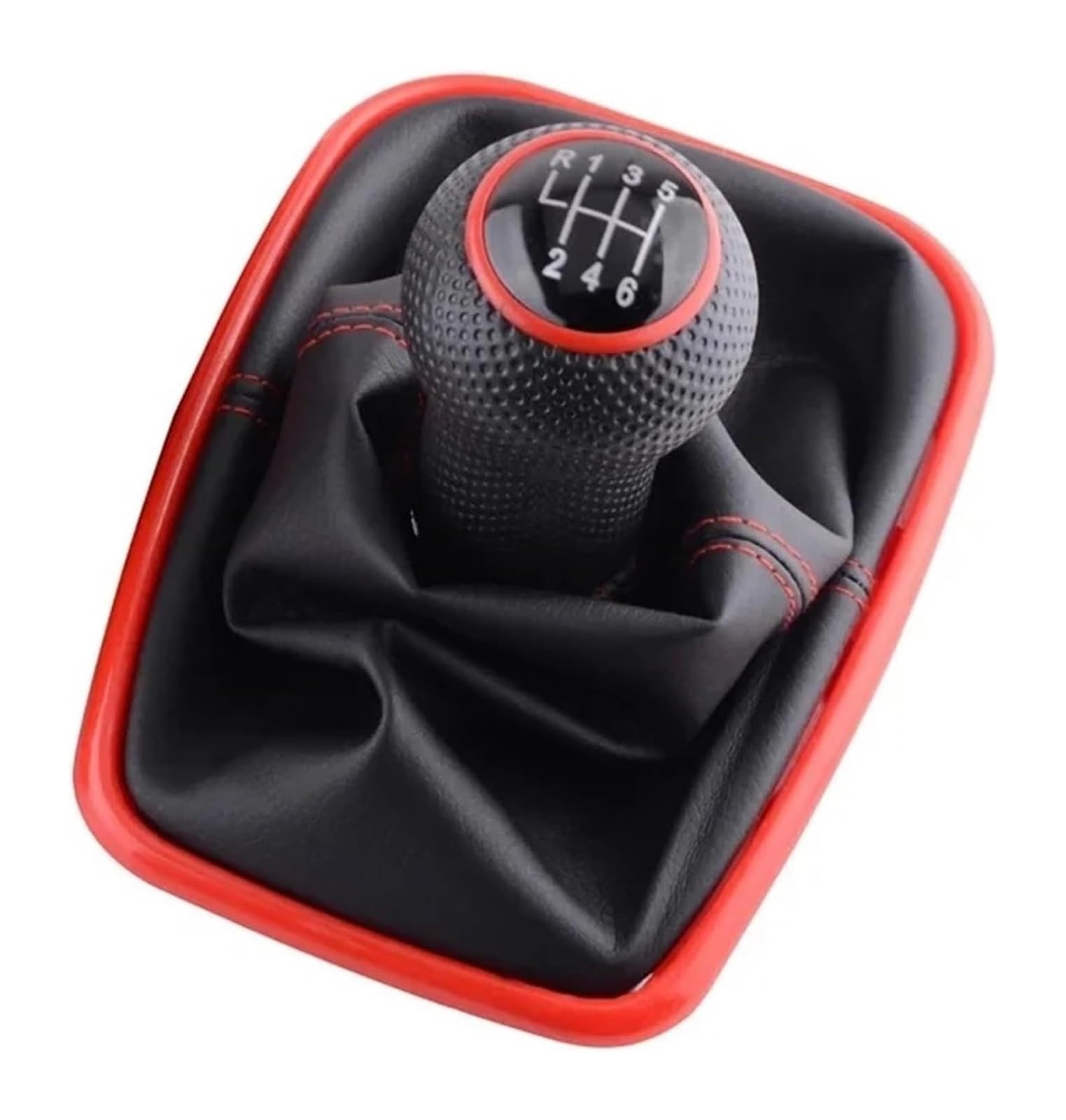 Schaltknauf Für VW Für Mk4 Für J&etta Für B&ORA 1999-2004 5 6-Gang-Schaltknauf Hebel Schalthebel Gaitor Boot PU-Lederkappe Auto(6 Speed Red) von TAFASVCVMK