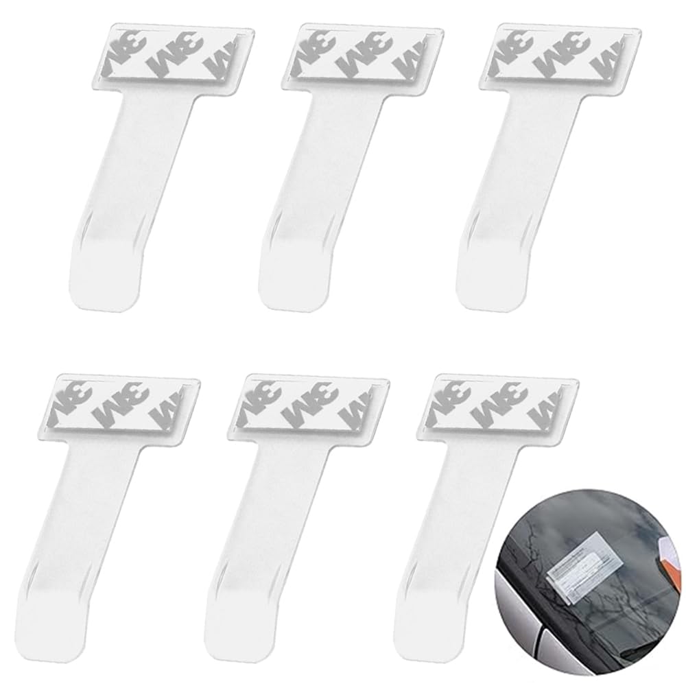 Parkscheinhalter Windschutzscheibe, 6 Stück Ticket Halterung Auto, Transparente Parkscheinhalter Clip, Parkausweis Halterung, Selbstklebend Tickets Clips für Parkschein Parkscheinhalter Windschutzscheibe, 6 Stück Ticket Halterung Auto, Transparente Parkscheinhalter Clip, Parkausweis Halterung, Selbstklebend Tickets Clips für Parkschein von TAIHE