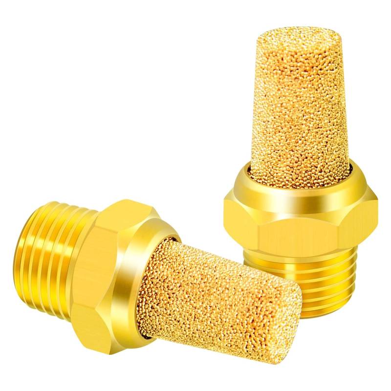 TAILONZ PNEUMATIC Auspufftopf aus Sinterbronze 1/8 Zoll BSP - Messingkörper vorstehend (10er-Pack) von TAILONZ PNEUMATIC