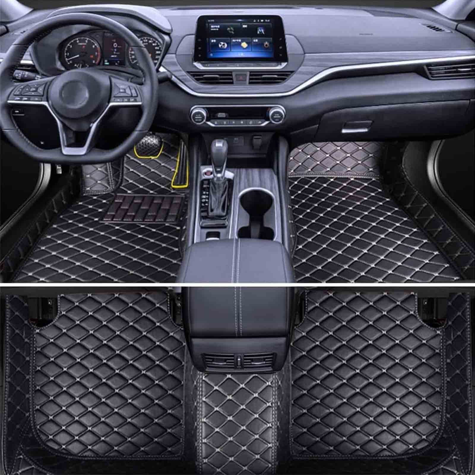 Auto-Fußmatten für BMW 218i 220i 228i M235i M240i 2015-2019(LHD), Vollflächige Leder-Fußbodeneinlagen, wasserdichte Allwetter-Teppichschutzmatte,Black Beige von TAKOIL