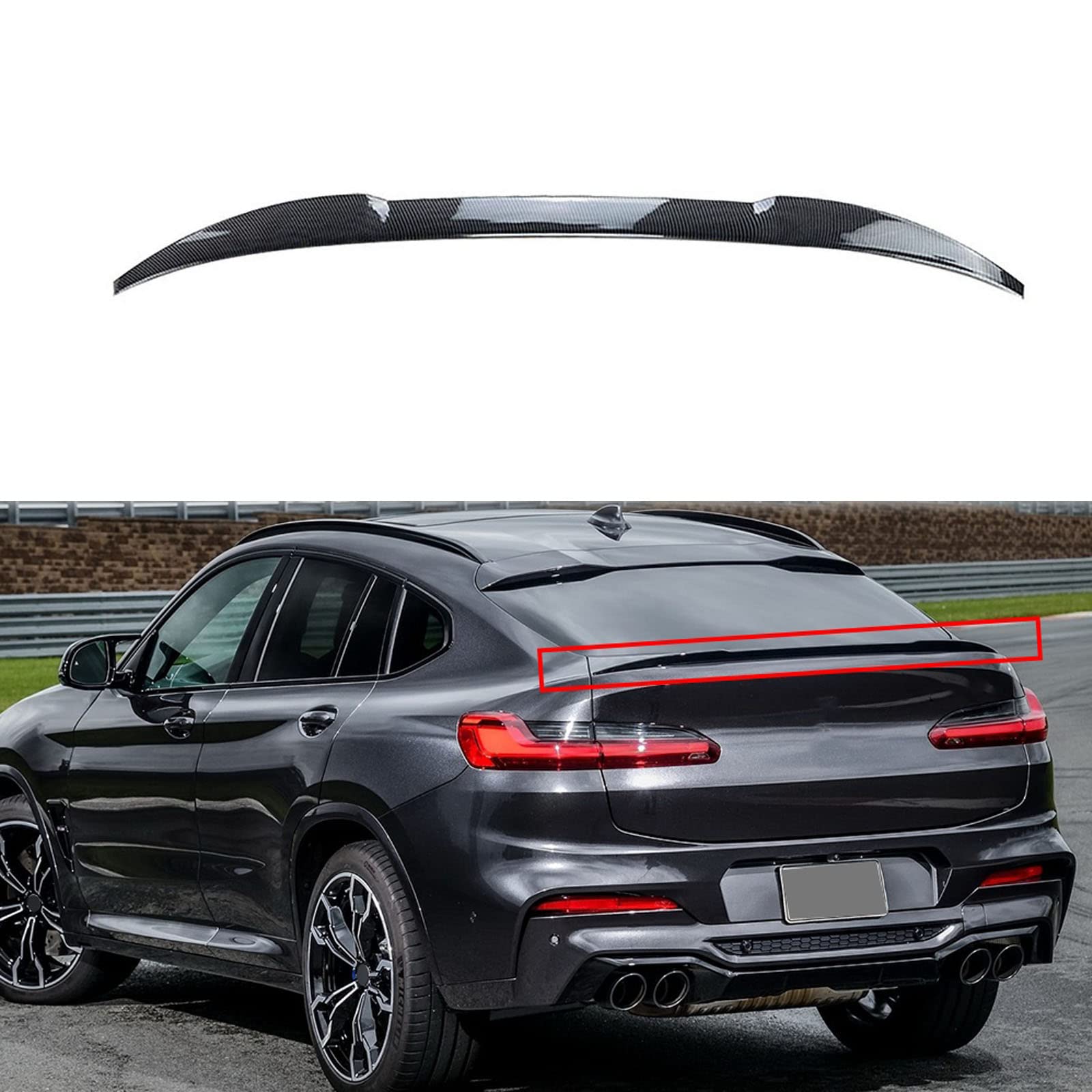 TAKOIL Kompatible für BMW X4 G02 2019-2022, ABS Auto Heckspoiler Flügel Lippe, Trunk Top Body Kit Querruder Trim Schutz, Carbon Fiber Look TAKOIL Kompatible für BMW X4 G02 2019-2022, ABS Auto Heckspoiler Flügel Lippe, Trunk Top Body Kit Querruder Trim Schutz, Carbon Fiber Look von TAKOIL