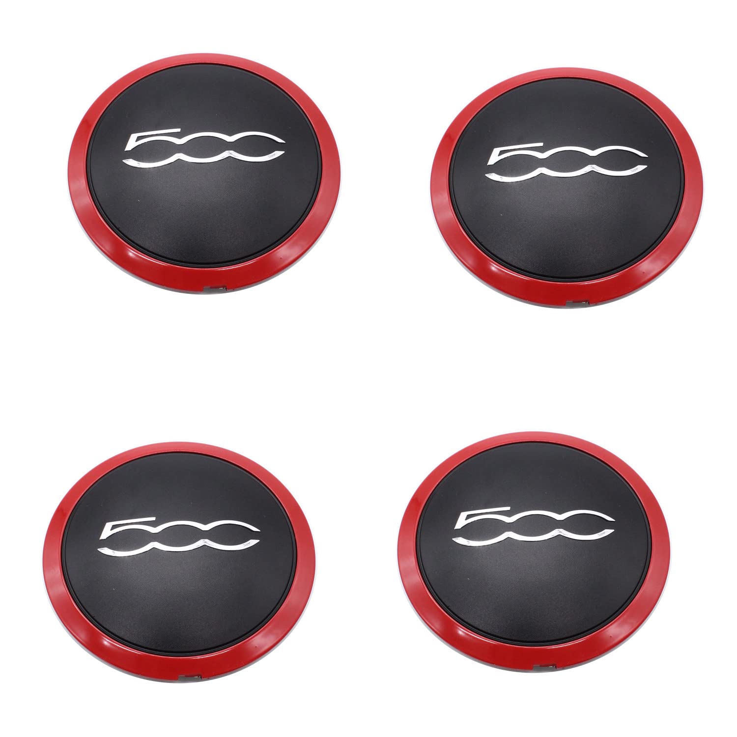 TAKPART 4x Nabendeckel Felgendeckel Radkappe Radnabendeckel mit Chromrand für F-i-a-t 500 51884863(Rote Grenze+Silber 500) von TAKPART