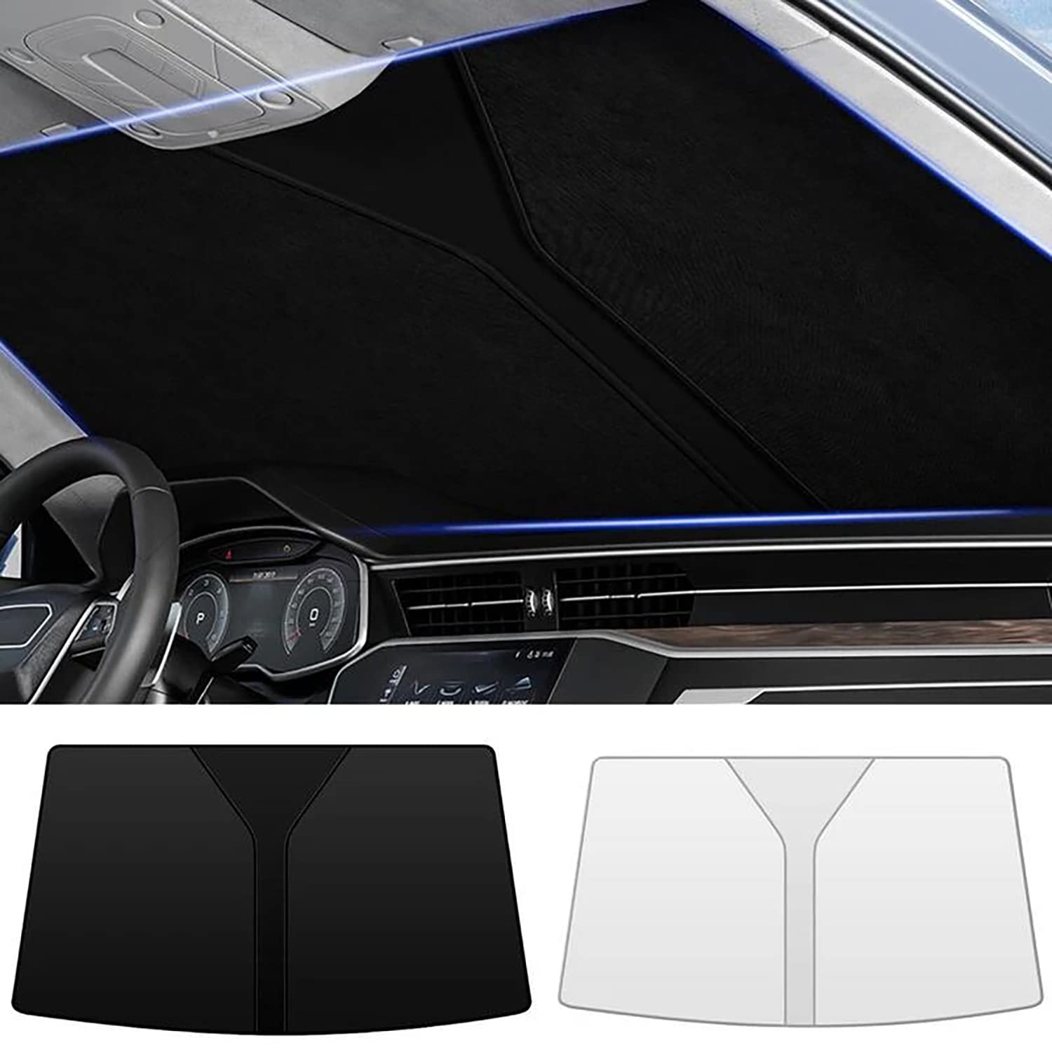 Frontscheiben Sonnenschutz Passend für Audi A6 C8 Avant 2018 2019 2020 2021 2022 2023, Hitzeschutz Auto UV-Reflexion, Faltbares Design, Einfache Lagerung,- Black von TANEND