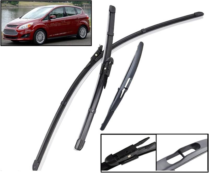 Scheibenwischer Set für Ford C-Max Grand C-Max MK2 2010 2011 2012 2013 2014 2015-2019 28" 26" 12", Wischer Vorne Hinten Wischer Set Windschutz Fenster Bürsten Scheibenwischern von TANGTX
