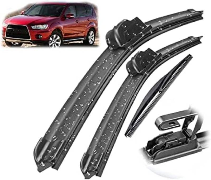 Scheibenwischer Set für Mitsubishi Outlander 2 2007–2012 24" + 21" + 12", Wischer Vorne Hinten Wischer Set Windschutz Fenster Bürsten Scheibenwischern von TANGTX