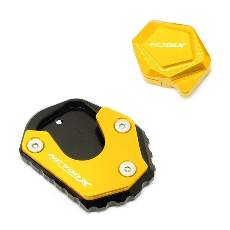Fußpolster Für HO&NDA NC 700X NC700 NC700X Motorrad CNC Kickstand Fuß Seitenständer Verlängerungspolster Stützplatte Vergrößern Ständer(Gold3) von TAOBOZI