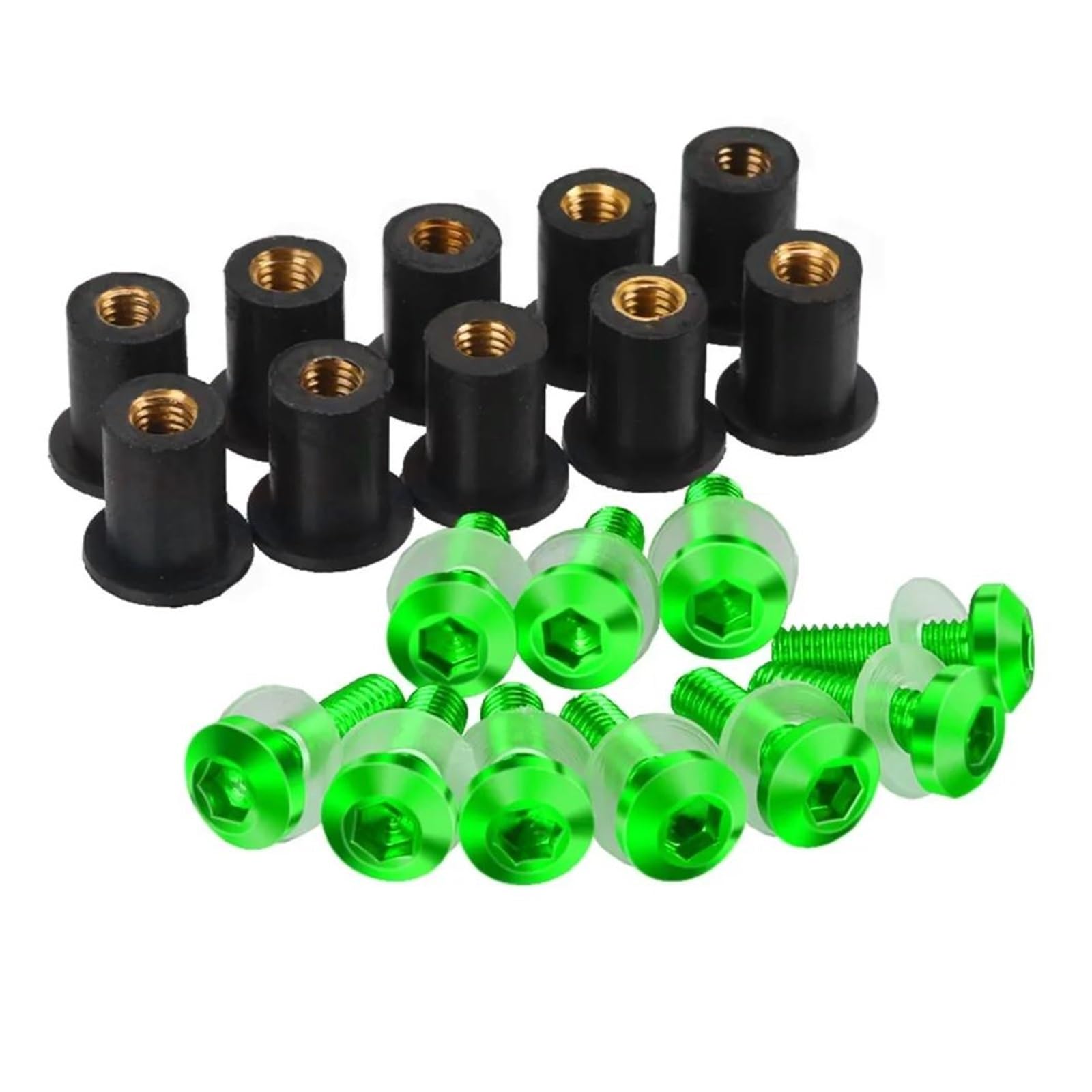 Schrauben Mutter 10 STÜCKE 5mm Windschutzscheiben-bolzen-schraubensatz Für YAMA&HA YZF R1 R6 R3 R25 XJ6 FJR1300 XT600 TDM 850 900 Tmax Nmax Xmax 125 155(Green) von TAOBOZI