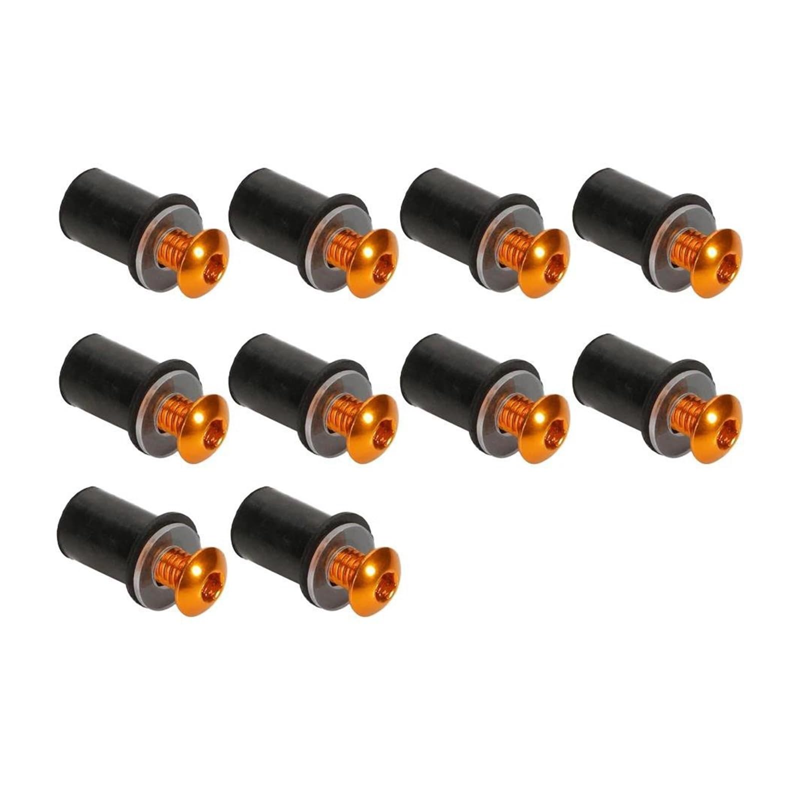 Schrauben Mutter 10 Stücke Motorrad M5 16mm Metric Gummi Gut Muttern Windschutzscheibe Verkleidung Gugel Eloxiert Windschutzscheibe Mutter Bolzen Schraube Kit(Gold) von TAOBOZI