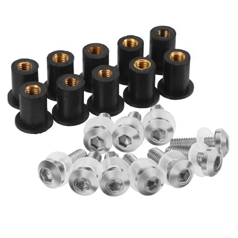 Schrauben Mutter 5mm 10PCS Windschutzscheibe Windschutzscheibe Schrauben Schrauben Mutter Für Suzuki GSXR GSX-R 600 750 1000 K1 K2 K3 K4 K5 K6 K7 K8 K9 K11(Silver) von TAOBOZI