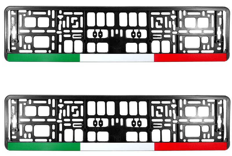 TAPORT 2 Stück Italienische Flagge Reinschwarz Autokennzeichen Nummernschild Einfassung Rahmen Einfassung von TAPORT