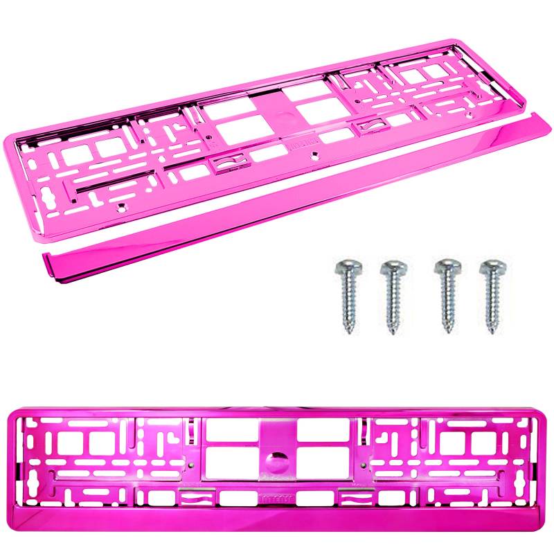 2 x Kennzeichenhalter für Kfz-Kennzeichen, glänzend, Pink von TAPORT