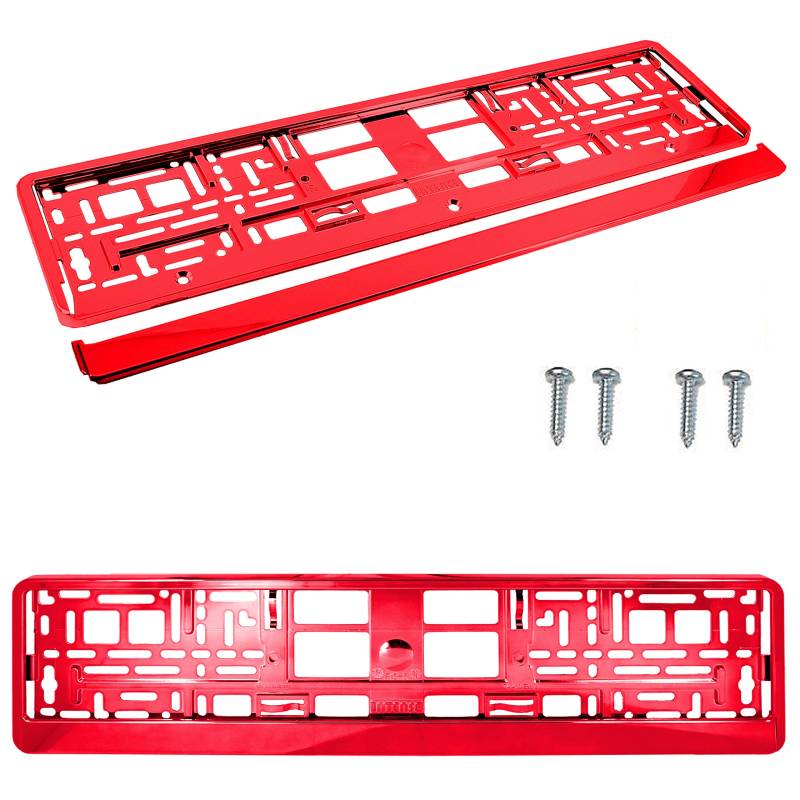 TAPORT 2 x Kennzeichenhalterung für Nummernschilder, Rot, 2 Stück von TAPORT