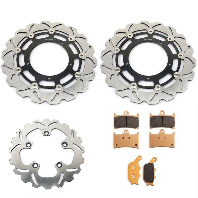 TARAZON Vorne Hinten Bremsscheiben +Bremsbeläge für Yamaha FZ1 FZS FAZER 1000 2006-2015 von TARAZON
