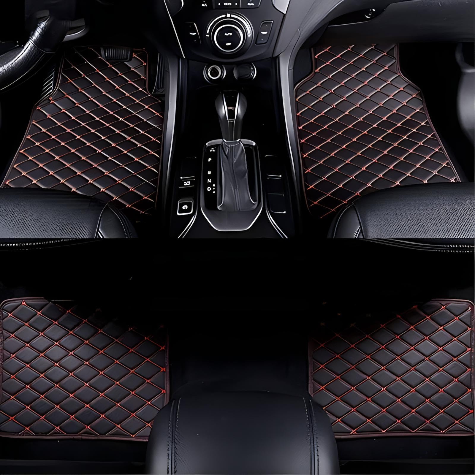Auto Leder Fußmatten für Benz ML-Class AMG W166 2013 2014 2015, Wasserdichtes Antirutsch Fussmatten Auto Fußmatte Fußmatten Set,-Black Red von TARCIN
